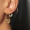Baumeln Kronleuchter 3 Teile/satz Trendy Simulierte Perle Herz Ohrringe Für Frauen Weibliche Gold Geometrische Runde Hoop Ohrringe Party Schmuck Geschenke