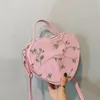 Bolsas de noite para a noite, em forma de coração, qualidade da bolsa PU couro feminino feminino renda com bolsa