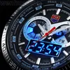 Montres-bracelets TVG acier inoxydable montre hommes militaire bleu binaire LED étanche hommes sport numérique montres Relogio Masculino