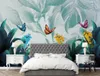 Wandblatt Tapeten Rollen für Wände lebendig Schlafzimmer Botanischer Gartengrün Bambuswald weiße Taube Stereoskopisch 3D -Foto Wallpaper