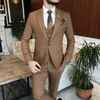 Ternos masculinos Blazers mais recentes designs bege para homens Jaquetas casuais de negócios 3 peças noivo homem traje de hombre para bodamen's