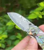 Toppkvalitet Små vikbar kniv VG10 Damascus stålblad abalonskalhandtag EDC Pocket Gift Knives