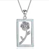 Pendentif Colliers Luxe Femme Fleur Collier Rose Or Argent Couleur Chaîne Élégant Blanc Bleu Opale Mariage Pour FemmesPendentif