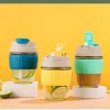 Cirkul Water Bottle Double Double Straw Glass Cup-350ml Mini Fashion Cup Bottle مع غطاء وكأس من القش البلاستيكي قابل لإعادة الاستخدام