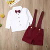 Citgeett Summer 2 Piece Toddler Baby Boy Girls White T-shirt Tops black Pants Overalls Outfits Clothing Gentleman Set J220711