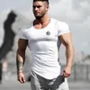 Męskie tshirts fitness sportowy kamizelka mięśni Wysokie Elastyczne trening krótkiego rękawu lekka oddychająca gym kulturystyka 230206