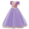 VOGUEON Raiponce Robe Filles Princesse Halloween Fête D'anniversaire Cosplay Costume Enfants Paillettes D'été Petite Fille Robes Robe G220428