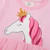 Girl's Dresses Jumping Meters Arrival Summer Horse Embroidery Cotton Collar Princess Party Clothes Short Sleeve DressGirl's Girl'sGirl's