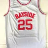 Nikivip Mens＃25 Zack Morris 'By The Bell Bayside Movie Basketball Jersey Grey Stitched Sport Uniform Embroidery Jerseys