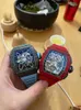 Uxury Watch Date Wine Barrel Richa Milles RM35-02 MENS WATCH MASKINERY REAL SVILWEEL COMOLL CANDY TRANSPARENT CERAMIM SCHEL TAPE