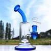 7.5 Pulgadas Azul Lindo Multi Colores Vidrio Bong Reciclador Vidrio Agua Bong Tubos Conjunto Tabaco Hookah 14mm Tazón Almacén de EE. UU.