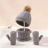 Sciarpe Berretti Cappello invernale lavorato a maglia per bambini Guanti e sciarpa circolare Set collo Pompon Guanti in maglia Berretto per bambini Bambino Ragazzi Ragazze Berretti