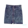 fashion Women High Waist Front zip Denim Skirt Casual Zipper A-line Mini Skirts Pocket Wrapover Jeans Skirt