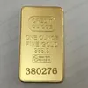 10 stuks niet-magnetische ingots 1oz vergulde bullion bar Zwitserse souvenirmunt cadeau 50 x 28 mm met verschillende seriële lasernummer2619