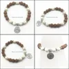 Braccialetti con fili di perline Gioielli Sn1306 Bracciale da uomo di design Bianco Turchese Rudraksha Perline Albero della vita Fascino Consegna goccia all'ingrosso