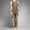 NoisyDesigns Luxury Floral Golden Women Bodycon Sexig Maxi Dress Double Slit Vest Prom O-hals ärmlös svart Vestido Feminino 220627