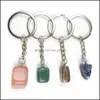 Key Rings Fashion Irregar Stone hanger Keychain Healing Pink Crystal Chains accessoires Drop levering 2021 Sieraden Dhseller2010 DHDSY