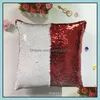 Taie d'oreiller Literie Textiles de Maison Jardin Ll Paillettes Paillettes Sirène Coussin Ers Paillettes Pillo Dhbqo