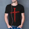 Camisetas de hombre 2022 verano Casual impreso camiseta Streetwear deportes moda Fitness gran tamaño manga corta Jesucristo Cruz