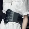 Kvinnor gotiska mode pu läder kvinnlig laceup s bantning midja vintage korsett svart brett bälte för flicka 220812