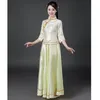 الملابس العرقية الصين القديمة زي هانفو Modern Tang Suits Tops Tops Skirt من قطعتين مجموعة رقص الأداء Guzheng الصيني