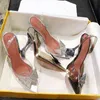 Transparent PVC Sandals Women Pointed Clear Crystal Slingback High Heel Stilettos Sexy Pumps Summer Shoes Peep Toe220513