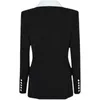 B118 타이드 브랜드 고품질 레트로 패션 디자이너 블랙 라펠 레위스 슈트 재킷 이중 브레스트 슬림 플러스 크기 여성 의류 크기 S-2XL