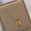 Collier pendentif plaqué or avec petite serrure, Design classique, bijoux pour femmes, cadeau