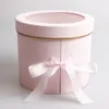 Double Layer Round Flower Paper Boxes with Ribbon Creative Rose Bouquet Gift Wrap Packaging Cardboard Box Valentine's Day Wedding Decoration sxa26