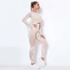 Yoga outfit Winter Hollow Out Peach Hip Seamless Pants Women's Long Sleeve and Leging Set snabbtorkande träningskläder Suityoga