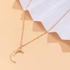 Pendant Necklaces Boho Simple Gold Moon Tassel Clavicle Necklace Women Retro Creative Fashion Metal Charm Girl Gift Jewelry