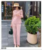 Women's Two Piece Pants SELLING Miyake Style O-neck Long Sleeve T-shirt In The Fold Solid Two-piece Outfit STOCK