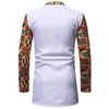 Camisa de roupas étnicas African para homens Dashiki Geométrico Estamas conjuntos maxi mangas compridas Man calças brancas calças de colar de colarinho superior