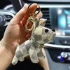 Diseñador de dibujos animados animal pequeño perro creativo llavero accesorios llavero pu cuero carta patrón coche llavero joyería regalos 6 colores8FBO