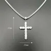 Pendant Necklaces Hip Hop Iced Out Cross With Stainless Steel Chain Christian Golden Necklace For Women/Men Jewelry DropPendant Godl22