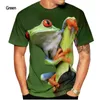 T-shirts masculins Fashion Animal Tree Frog 3D Printing T-shirt Hommes et femmes T-shirts à manches courtes décontractés 22