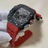 Tittar på armbandsur designer lyxiga herrmekanik tittar på richa kvarnar armbandsur mekanisk djävul kolfiber tourbillon ihålig schweizisk rörelse