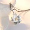 Naszyjniki wiszące Utimtree łańcuch pudełka srebrne wisie dla kobiet dziewczęta kwiat oświadczenie Naszyjka biżuteria walentynki