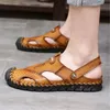 Sandálias de verão couro de couro masculino macio e confortável e respirável Sapatos de crocodilo praia clássico tamanho grande 38-48 sandals