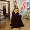 Bourgogne sammet traditionell kosovo aftonklänningar vestidos formales albanska kaftan applikation prom klänning robe de soiree de mariage