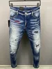 2023 nuovi uomini jeans foro blu chiaro grigio scuro Italia marca uomo pantaloni lunghi pantaloni streetwear denim skinny slim dritto biker jeans per D2 alta qualità 28-38 taglia A5181