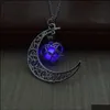 H￤nge halsband gl￶dande i den m￶rka ih￥liga m￥nens hj￤rta choker halsband krage smycken hjewelry droppleverans h￤nge dhcko