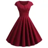 Kvinnors sommarklänning solid färg retro vintage 50 -tal 60 -talets casual partikontor mantel rockabilly klänningar vestidos 220530