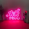 Sakura Kawaii Custom Neon Sign Japanese LED Decoração de parede clara para o quarto Cafe Salon Luminescent Signboard 220615