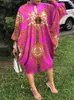 Autumn Bohemian Vonda Women o długim rękawie o szyja kwiatowy nadruk swobodna sukienka imprezowa kaftan szata ponadwymiarowa luźna sundress 220809