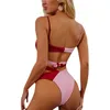 Maillots de bain pour femmes Femmes Maillots De Bain Léopard Patchwork Maillots De Bain Pour Sangle Croix Attache Soutien-Gorge Creux String Bikini SetWomen's