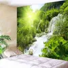 Chic Boho Carpet Wall Hanging Green Landscape Beach Decor Living Room Sunset Large Towel J220804