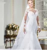 2022 Luxury Crystals Mermaid Wedding Dresses Long Sleeves Illusion Lace Applique paljetter Custom Made Plus Size Wedding Gown Vestid2566068