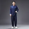 oriental ethnic clothing men two piece sets long sleeve tang suit male vintage Asian clothes cotton Silk national costume