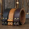 Belts 3.8cm Width Retro Male Without Buckle For Men Pin Holes Strap Cowskin Genuine Leather No BeltBelts